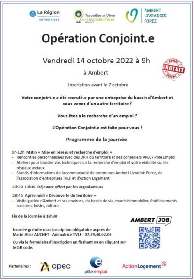 Vendredi 14 Octobre 2022 – Participez à l’OPÉRATION CONJOINT(E)